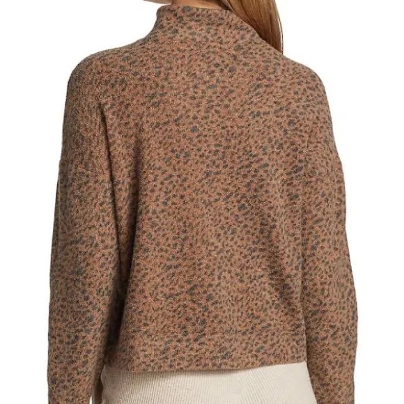 Monrow Mini Leopard Half Zip Sweatshirt - Picture 2 of 5